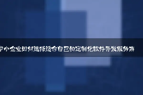 中小企业如何选择适合自己的定制化软件开发服务商