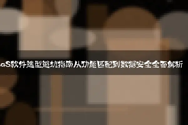 SaaS软件选型避坑指南从功能匹配到数据安全全面解析