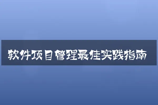 软件项目管理最佳实践指南