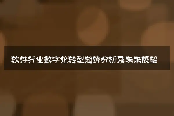 软件行业数字化转型趋势分析及未来展望
